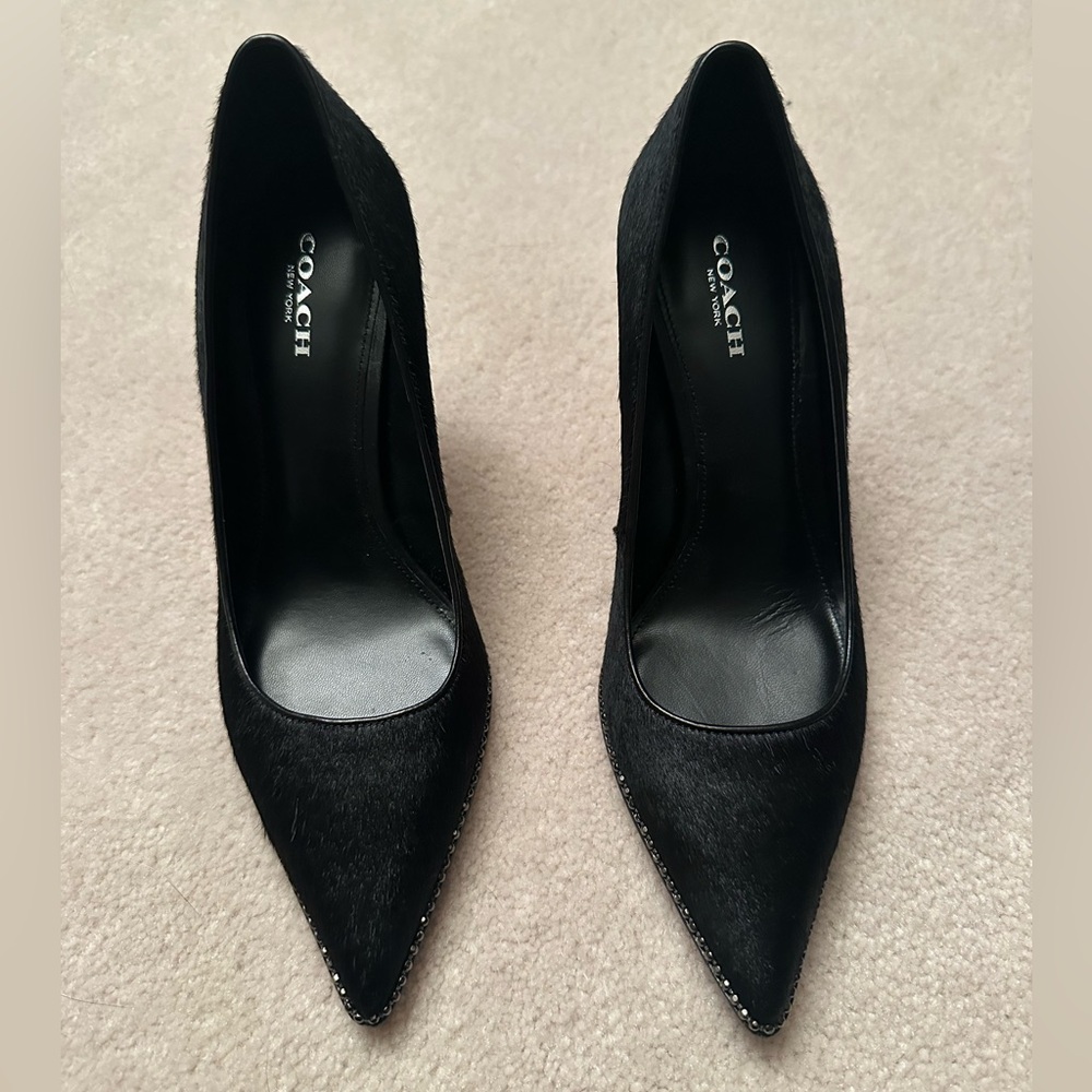 Coach Black Haircalf Pointed Toe Pumps